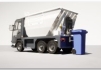 Elektrotransporter mit Müllpresscontainer Foto Elektrotransporter mit Müllpresscontainer